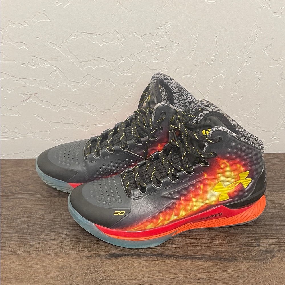 Under Armour Black and Red High-Top Sneakers